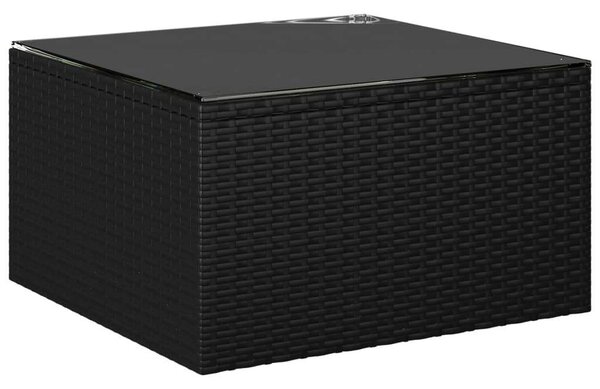 5 részes fekete polyrattan kerti társalgószett párnákkal