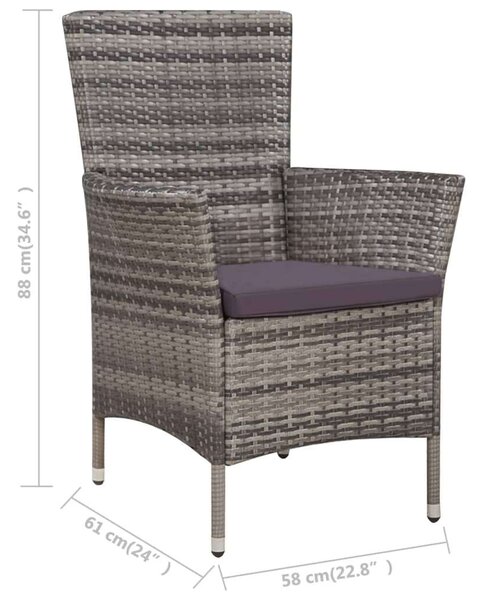 Kültéri Polyrattan Étkezőszett - 5 részes - Szürke