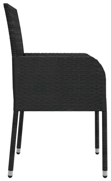 Polyrattan Kerti Étkezőgarnitúra - 5 részes - Fekete
