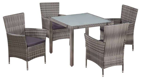 Kültéri Polyrattan Étkezőszett - 5 részes - Szürke