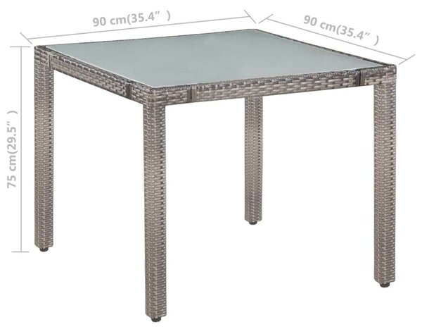 Kültéri Polyrattan Étkezőszett - 5 részes - Szürke