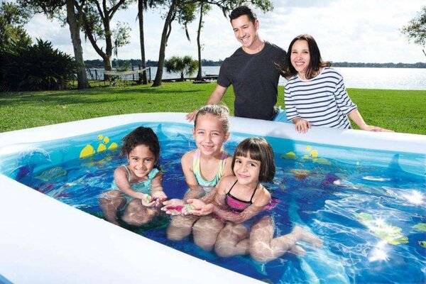 Bestway Undesea Adventure felfújható medence 262 cm x 175 x 51 cm, + csomag a 3D-s vízalatti élményhez-BW54177