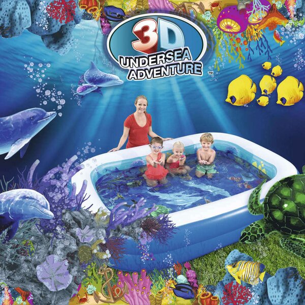 Bestway Undesea Adventure felfújható medence 262 cm x 175 x 51 cm, + csomag a 3D-s vízalatti élményhez-BW54177