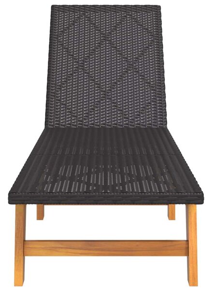 VidaXL Napozóágy - 2 db - Fekete/Barna - Akácfa/Polyrattan
