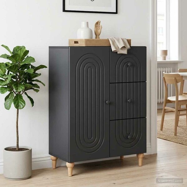 VidaXL Széf fiókkal Fekete 66 x 34,5 x 90 cm Szerelt Fa