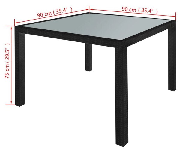 Polyrattan Kültéri Étkezőgarnitúra - 5 részes - Fekete