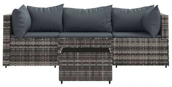 Polyrattan Kerti Ülőgarnitúra - 4 részes - Szürke