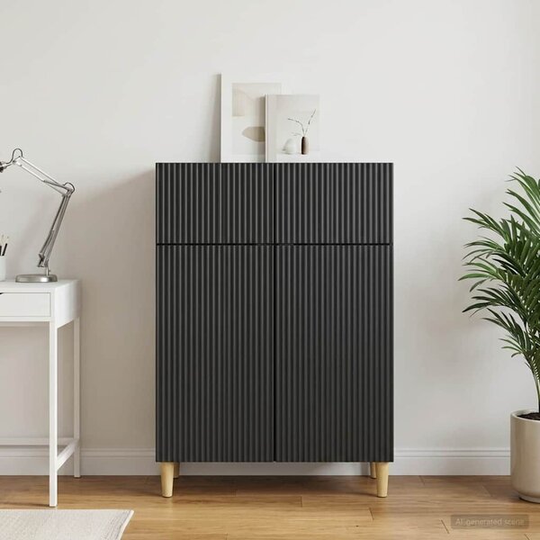 VidaXL Széf fiókkal Fekete 66 x 34,5 x 90 cm Szerelt Fa