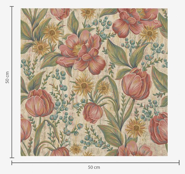Tapéta Vintage tulipánok és őszirózsák, texturált krém alapon, Virágok és növények tapétá, a00773 : Uwalls.hu