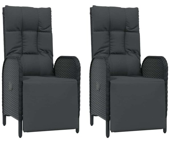 5 részes fekete polyrattan kerti étkezőgarnitúra párnákkal