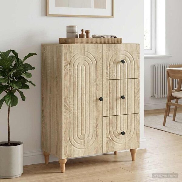 VidaXL Széf fiókkal Sonoma Tölgy 66 x 34,5 x 90 cm Szerelt Fa