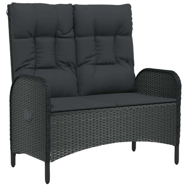 5 részes fekete polyrattan kerti étkezőgarnitúra párnákkal
