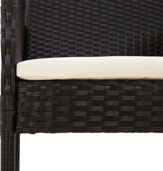 5 részes fekete polyrattan kerti étkezőgarnitúra párnákkal