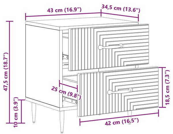 VidaXL Éjjeliszekrény 2 pcs Betonszürke 43 x 34,5 x 47,5 cm Szerelt Fa