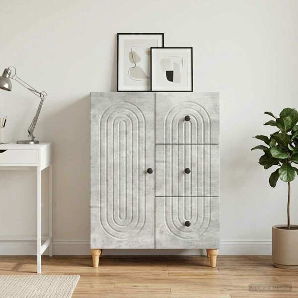 VidaXL Széf fiókkal Betonszürke 66 x 34,5 x 90 cm Szerelt Fa