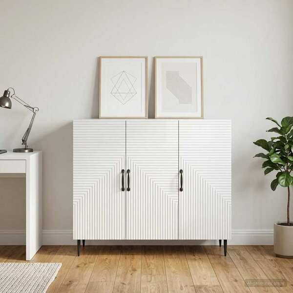 VidaXL Széf Magasfényű Fehér 89 x 34,5 x 80 cm Szerelt Fa