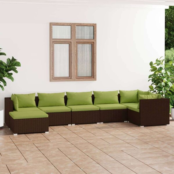 Polyrattan Kerti Ülőgarnitúra - 7 részes - Barna