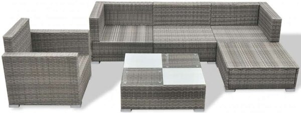 VidaXL Polyrattan Kerti Ülőgarnitúra - 6 részes - Szürke