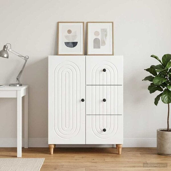VidaXL Széf fiókkal Magasfényű Fehér 66 x 34,5 x 90 cm Szerelt Fa