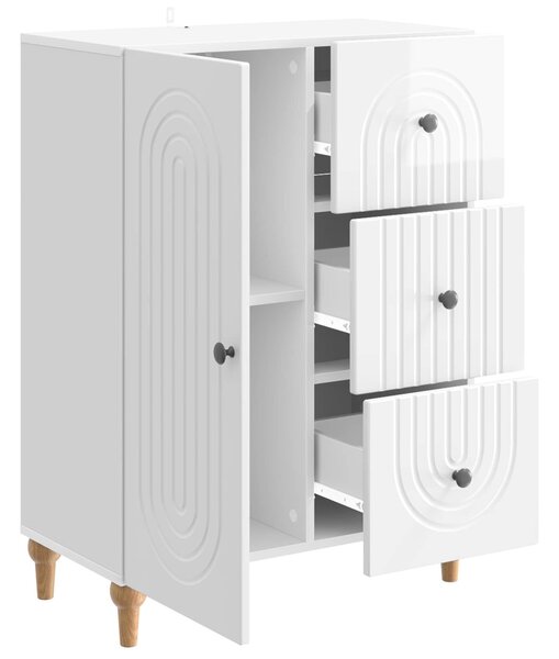 VidaXL Széf fiókkal Magasfényű Fehér 66 x 34,5 x 90 cm Szerelt Fa