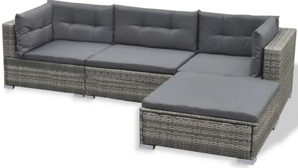 VidaXL Polyrattan Kerti Ülőgarnitúra - 6 részes - Szürke
