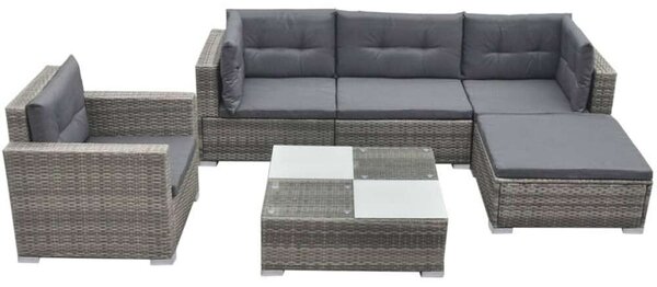 VidaXL Polyrattan Kerti Ülőgarnitúra - 6 részes - Szürke