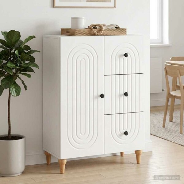 VidaXL Széf fiókkal Magasfényű Fehér 66 x 34,5 x 90 cm Szerelt Fa