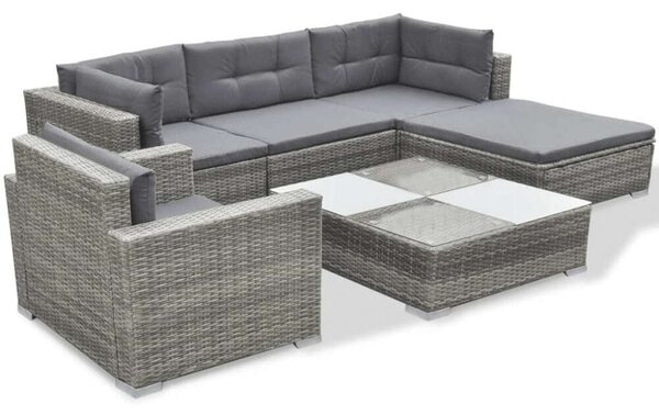 VidaXL Polyrattan Kerti Ülőgarnitúra - 6 részes - Szürke