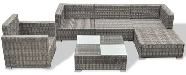 VidaXL Polyrattan Kerti Ülőgarnitúra - 6 részes - Szürke