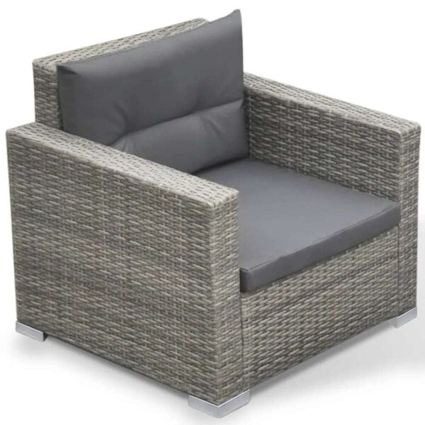 VidaXL Polyrattan Kerti Ülőgarnitúra - 6 részes - Szürke