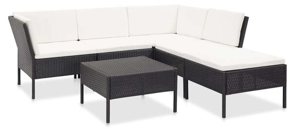 VidaXL Polyrattan Kerti Bútorszett - 6 részes - Fekete