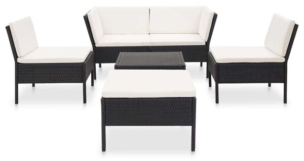 VidaXL Polyrattan Kerti Bútorszett - 6 részes - Fekete
