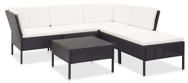 VidaXL Polyrattan Kerti Bútorszett - 6 részes - Fekete