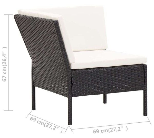 VidaXL Polyrattan Kerti Bútorszett - 6 részes - Fekete