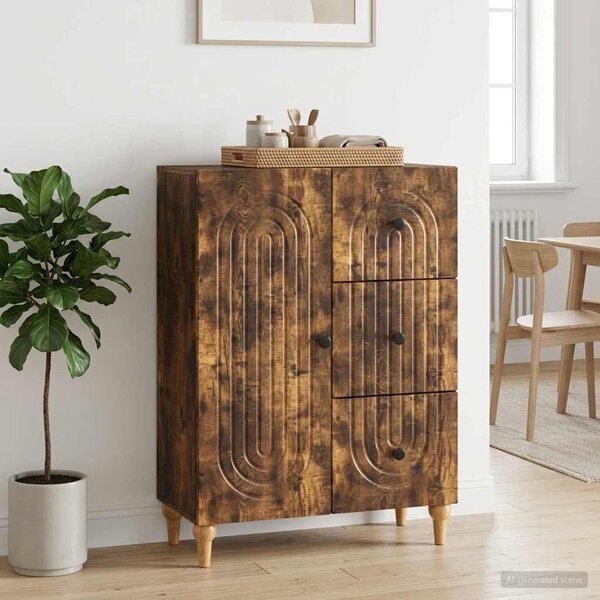 VidaXL Széf fiókkal Füstös Tölgy 66 x 34,5 x 90 cm Szerelt Fa