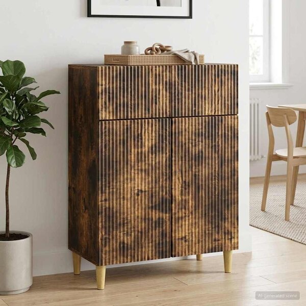 VidaXL Széf fiókkal Füstös Tölgy 66 x 34,5 x 90 cm Szerelt Fa