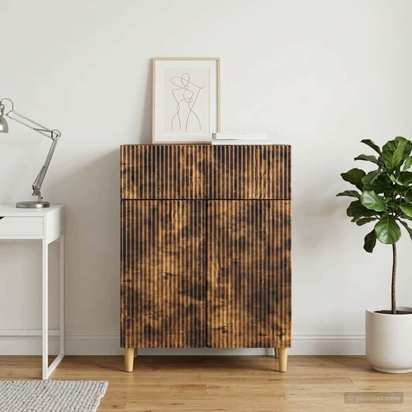 VidaXL Széf fiókkal Füstös Tölgy 66 x 34,5 x 90 cm Szerelt Fa