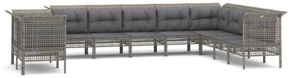 VidaXL 10 részes szürke polyrattan kerti ülőgarnitúra párnákkal