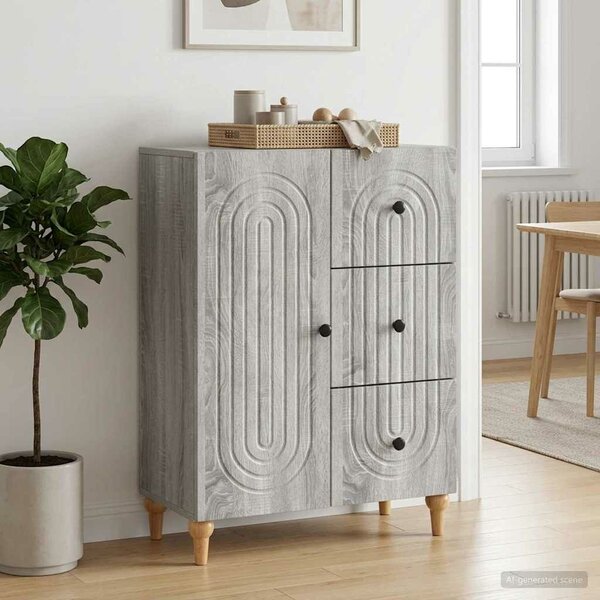 VidaXL Széf fiókkal Szürke Sonoma 66 x 34,5 x 90 cm Szerelt Fa