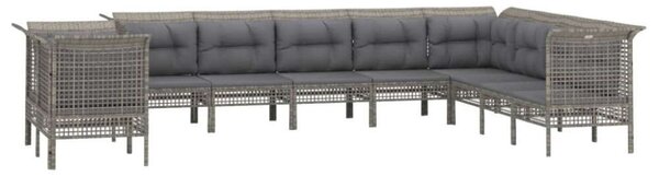 VidaXL 10 részes szürke polyrattan kerti ülőgarnitúra párnákkal