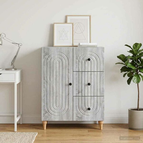 VidaXL Széf fiókkal Szürke Sonoma 66 x 34,5 x 90 cm Szerelt Fa