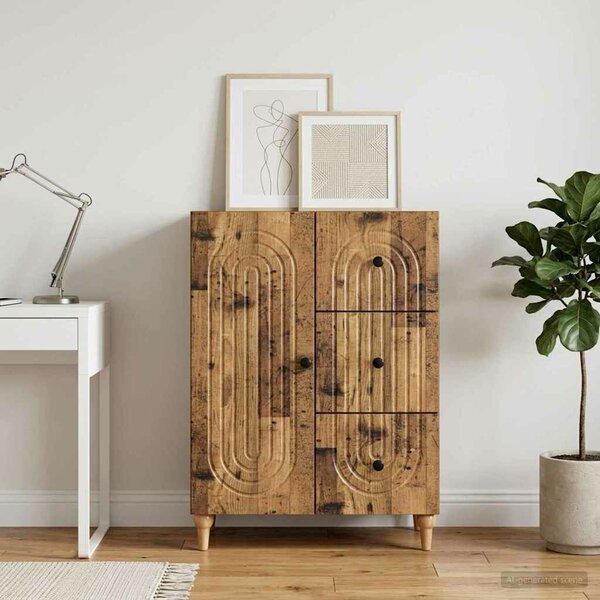VidaXL Széf fiókkal Antik Fa 66 x 34,5 x 90 cm Szerelt Fa