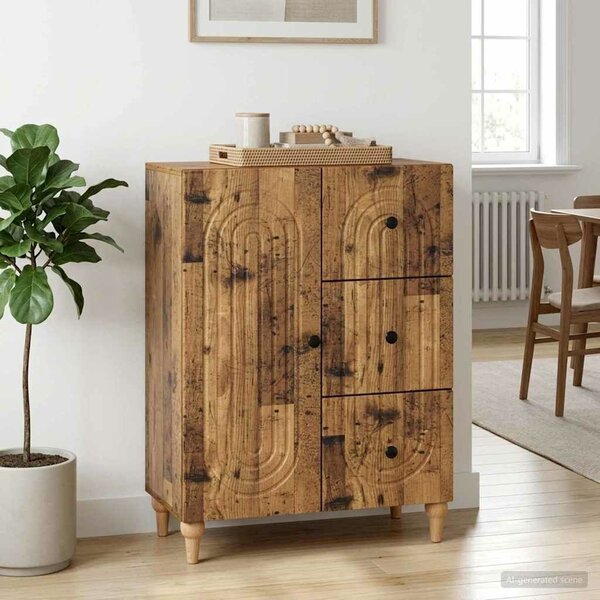 VidaXL Széf fiókkal Antik Fa 66 x 34,5 x 90 cm Szerelt Fa