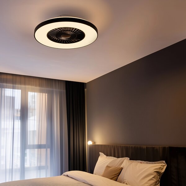 Mennyezeti ventilátor fekete csillag effektussal 60cm LED-del, dimmelhető, távirányítóval - Climo
