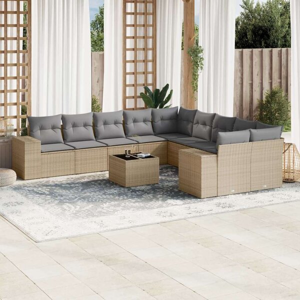 VidaXL Polyrattan Kerti Ülőgarnitúra - 11 részes - Bézs