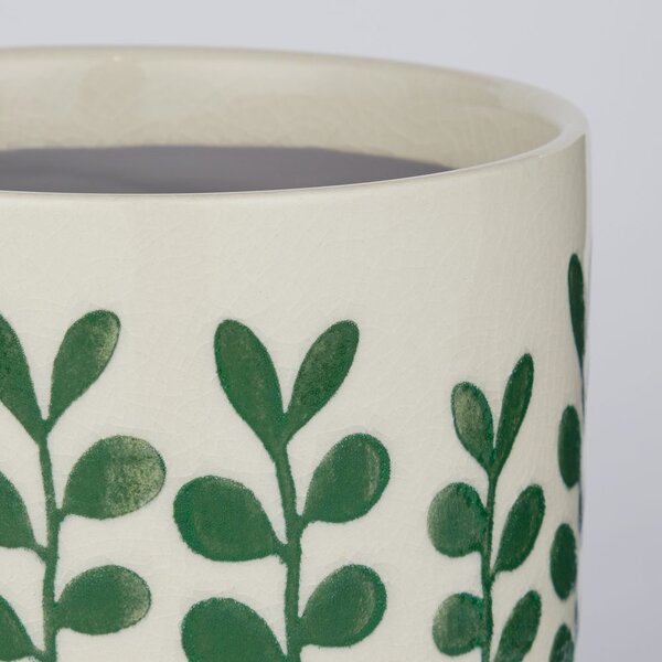 NEW DELFT kaspó, Ø 13,5 cm, zöld virágos