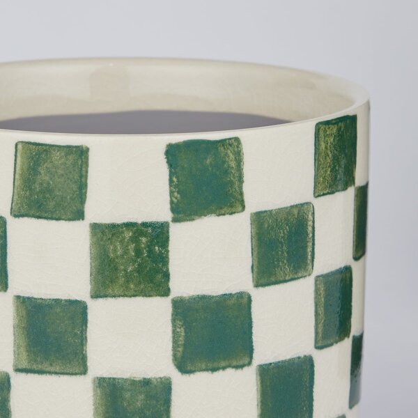NEW DELFT kaspó Ø13.5 zöld kockás