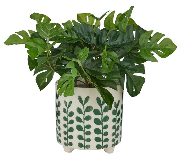NEW DELFT kaspó, Ø 13,5 cm, zöld virágos