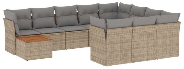 VidaXL 11részes vegyes bézs polyrattan kerti ülőgarnitúra párnákkal