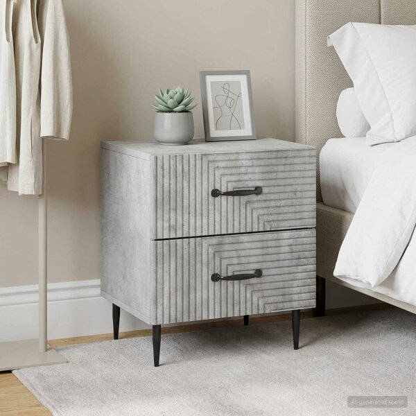 VidaXL Éjjeliszekrény 2 pcs Betonszürke 43 x 34,5 x 47,5 cm Szerelt Fa